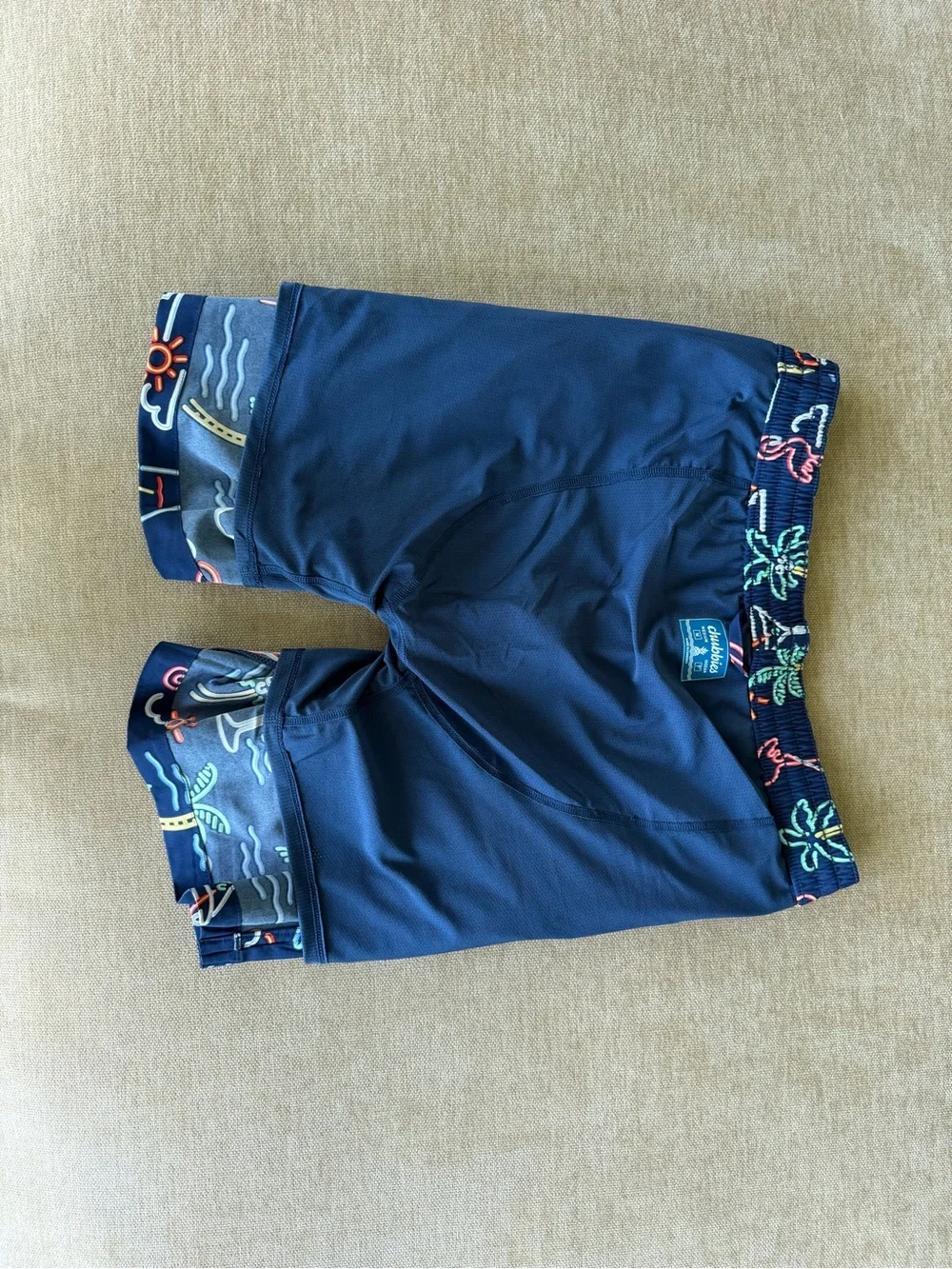 chubbies Navy Neon Tropical Swim Trunks